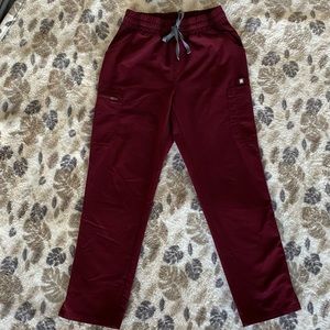 Burgundy FIGS Petite High Waisted Yola (1.0) Skinny Scrub Pants